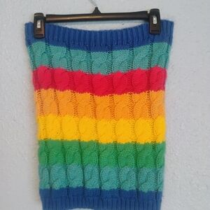 Multicolor Knit Scarf Neck Warmer Hot Cat and Jack Rainbow Stripped Cowl Cable